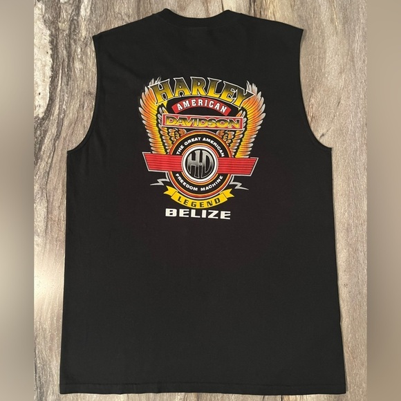 YAZBEK Harley Davidson Sleeveless T-Shirt Tank Size Large Black Belize - Picture 4 of 15